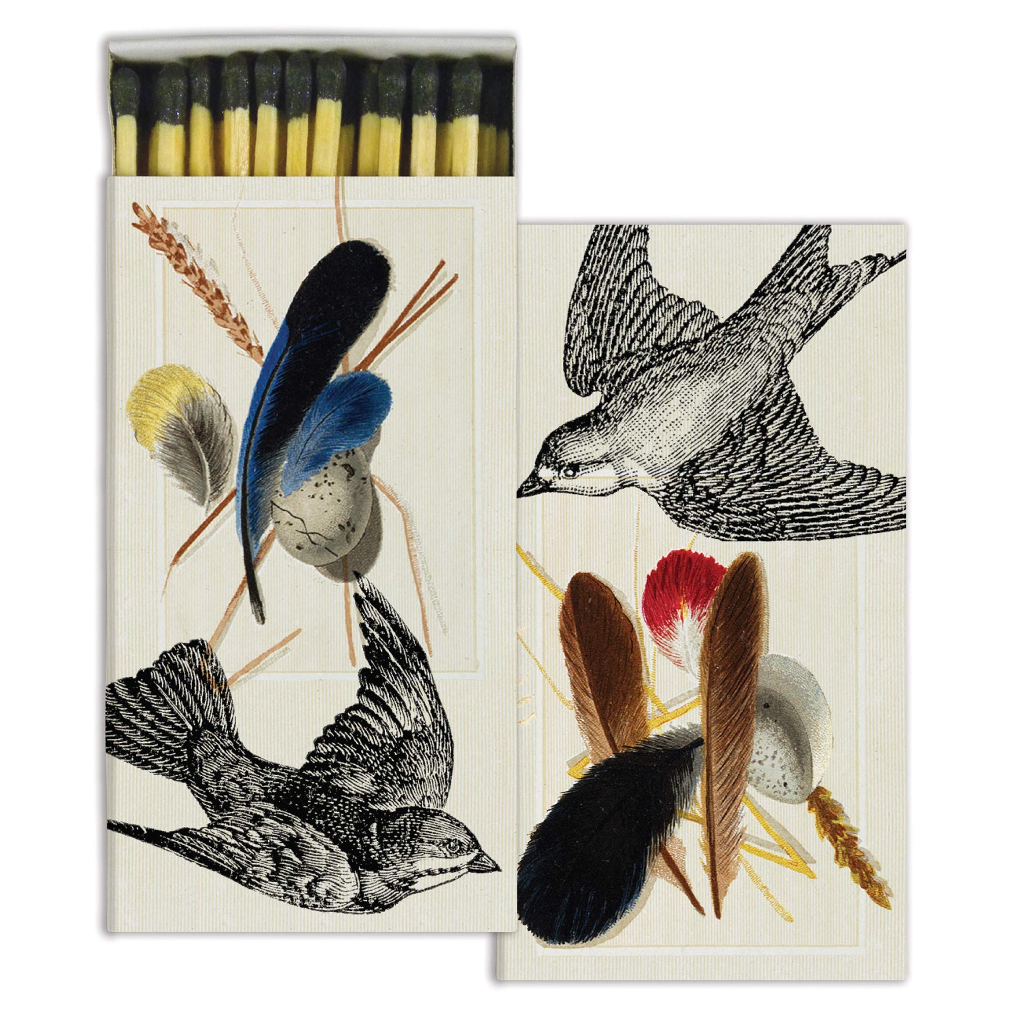 Vintage Sparrow & Specimen Matchbox with Wooden Matches - Perfect for Fireplaces, Candles & Outdoor Camping