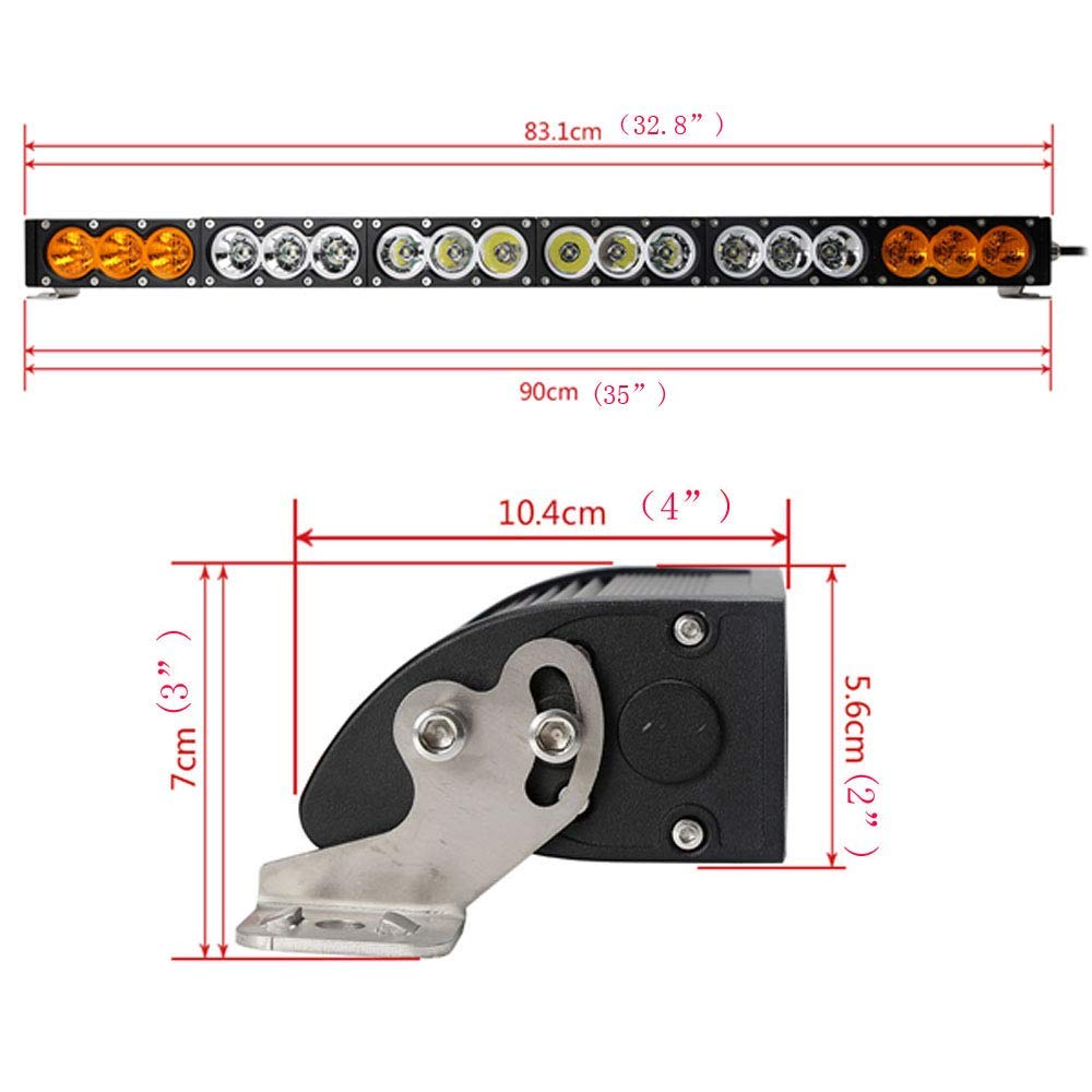 32 Inch 180W Single Row LED Light Bar - Dual Color White/Amber - Spot Flood Combo Beam - Off Road Driving, Work & Diving Light - Compatible with Ford, GMC, Ram, UTV - Perfect for Night Off-Roading, Construction Sites & Emergency Vehicles