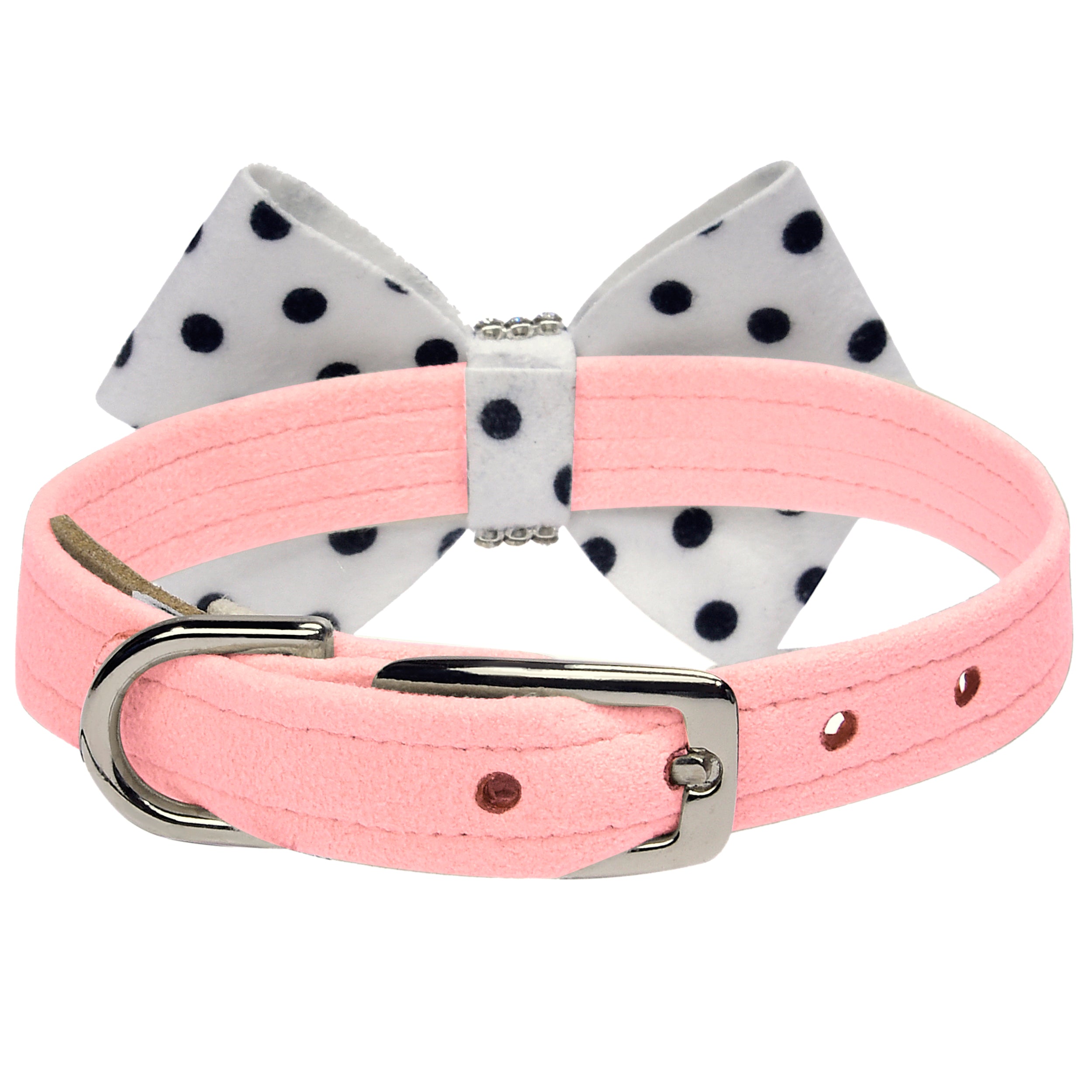 Polka Dot Bow Dog Collar - Stylish & Adjustable Pet Collar for Small & Medium Dogs - Perfect for Daily Walks, Training & Fashion Accessories