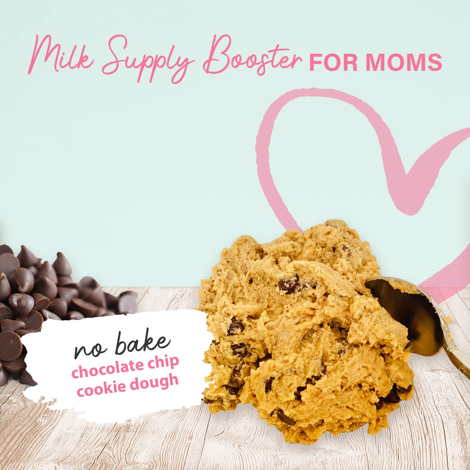 No Bake Lactation Cookie Dough - Fenugreek Free Breastfeeding Supplement with Chocolate Chips for Nursing Moms | Supports Milk Supply & Pumping | Perfect for Postpartum Snacking & Busy Mothers