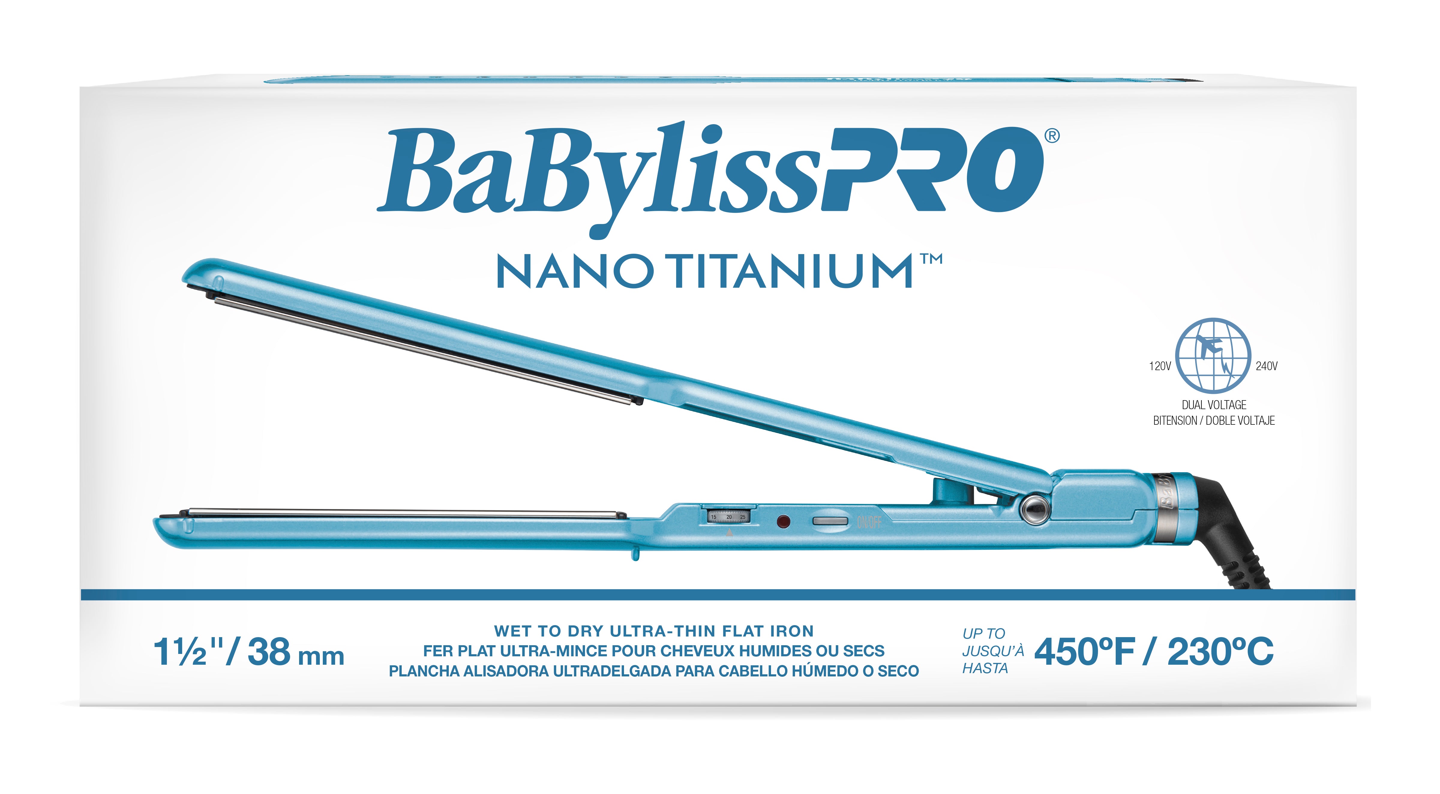 BaByliss Pro Ultra Thin Vented Straightening Iron - 1.5 Inch Blue Titanium Flat Iron for Smooth & Frizz-Free Hair - Perfect for Salon Styling & Home Use