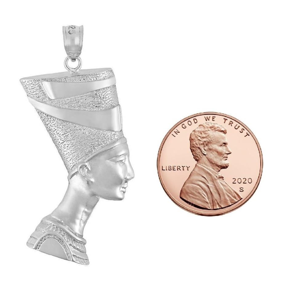 Authentic Sterling Silver Egyptian Queen Nefertiti Pendant Necklace - Handcrafted in USA - Perfect for Gift Giving, Jewelry Collections & Ancient Egyptian Style Fashion
