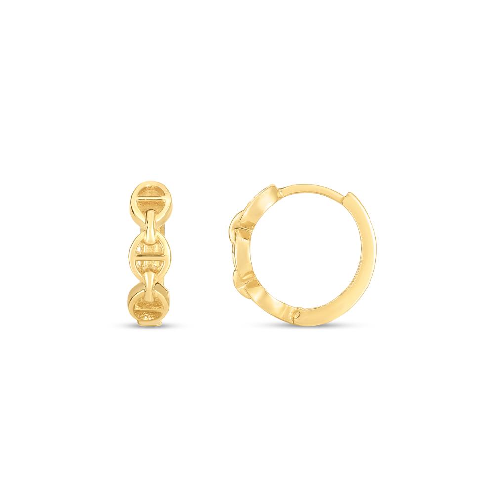 14K Gold Oval Mariner Huggie Hoop Earrings for Women - Minimalist Dainty Everyday Jewelry for Casual & Formal Occasions