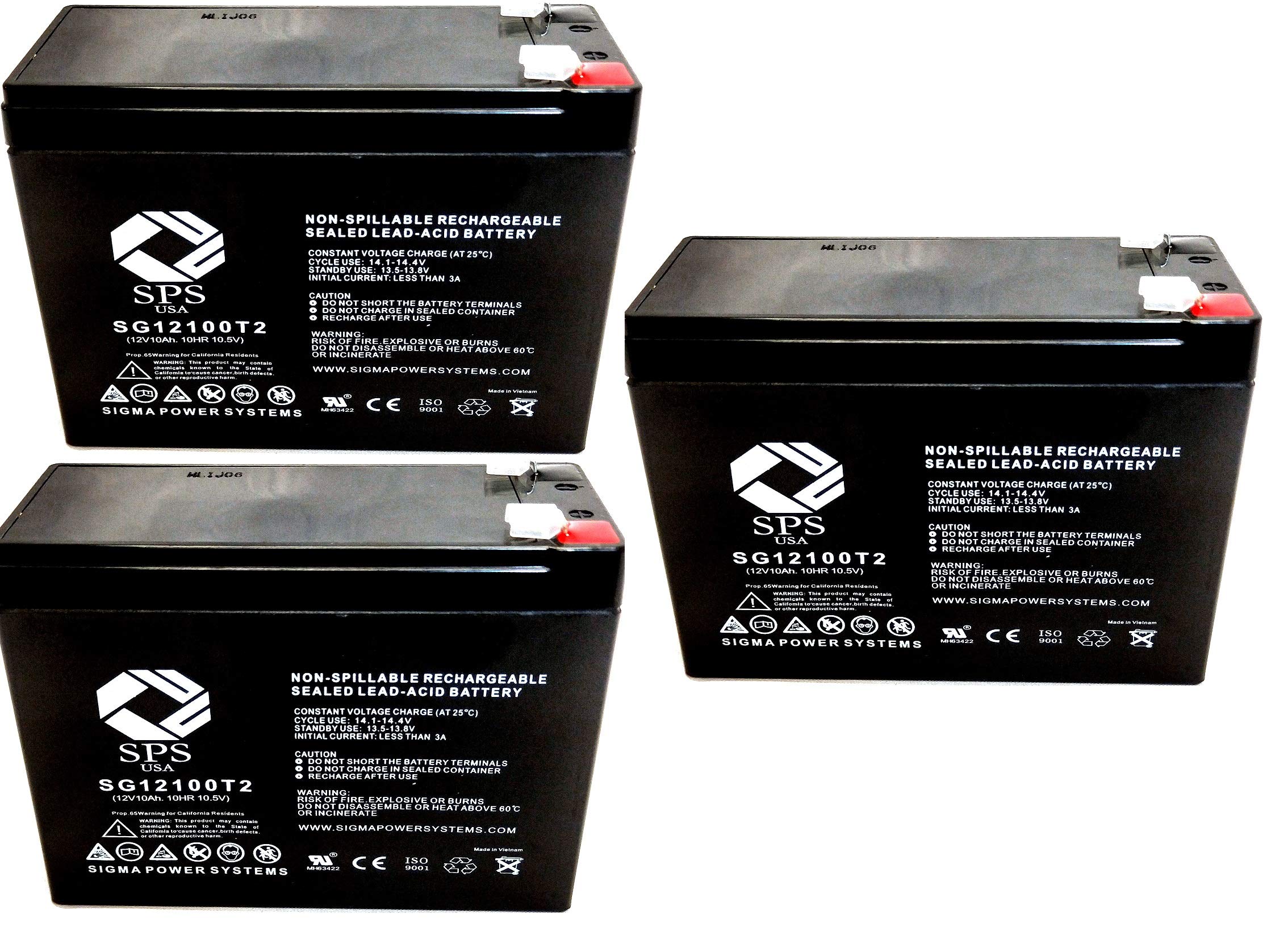 SPS Brand 12V 10Ah Replacement Battery for Cash Register Sales 203031 - 3 Pack - Perfect for Retail Stores, Restaurants, and POS Systems