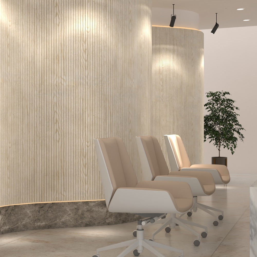 WOODFLEX Flexible Acoustic Wood Slat Wall Panel - Oak Veneer 2700mm x 600mm Slim Design for Home Theater & Office Soundproofing