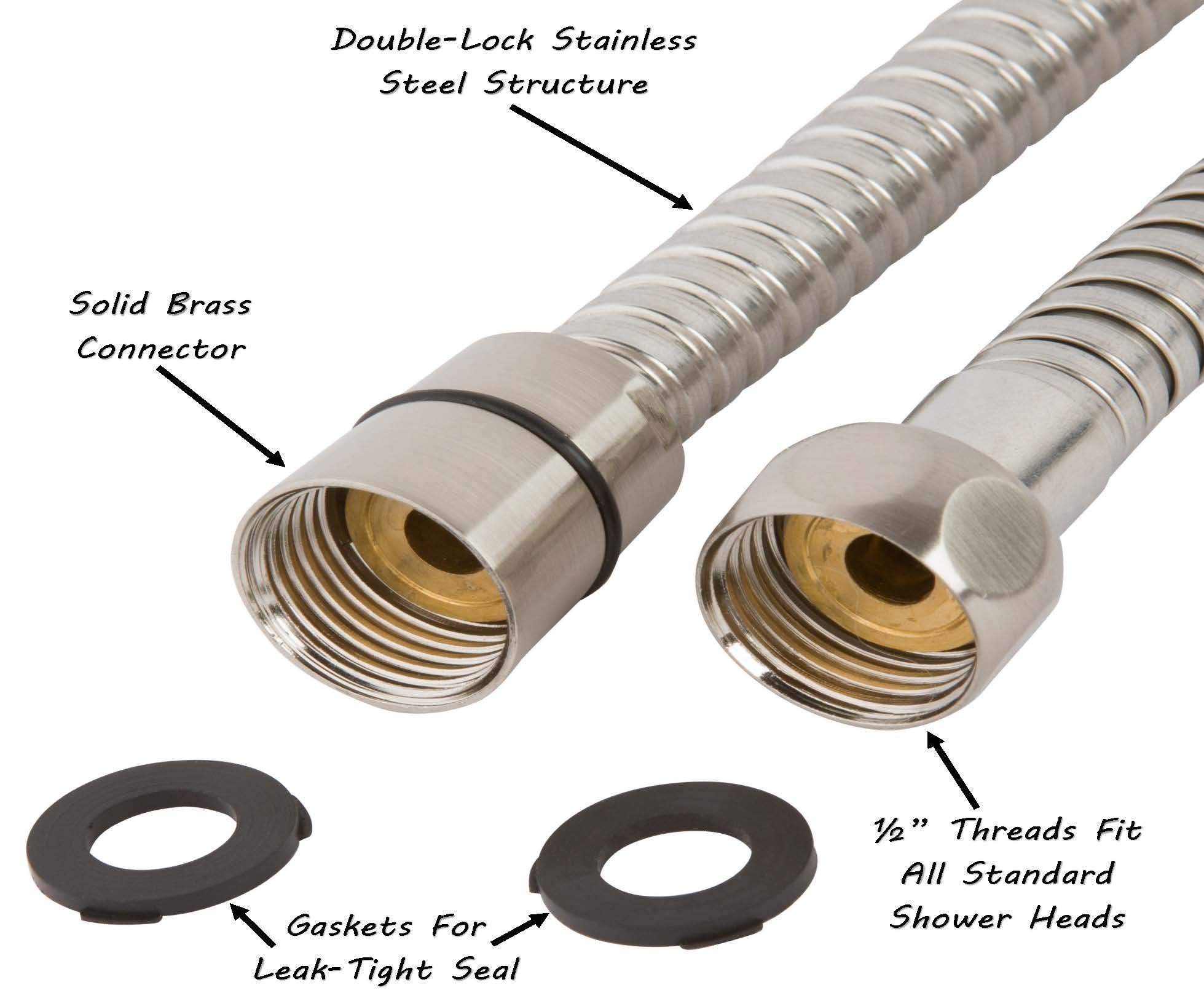 6 Function High Pressure Handheld Shower Head with Filter - Removable Showerhead with Adjustable Mount & 5ft Stainless Steel Hose - Chlorine Removal Water Filter (2.5 GPM, Brushed Nickel) - Perfect for Bathroom, Spa, and Pet Washing