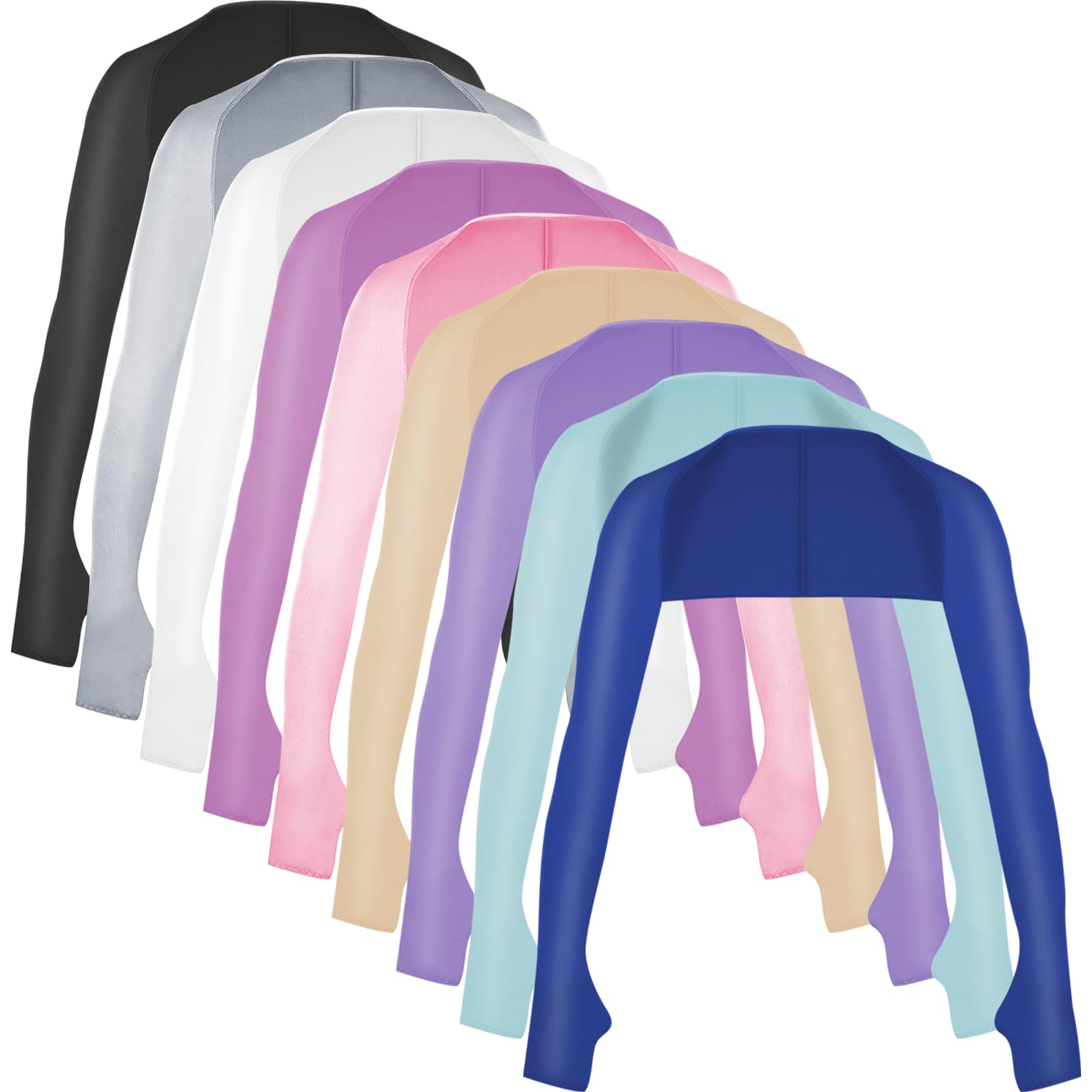 9-Piece Women's Cooling Arm Sleeves with Finger Holes - UV Protection Sunblock Golf Accessories for Outdoor Sports, Hiking & Summer Activities