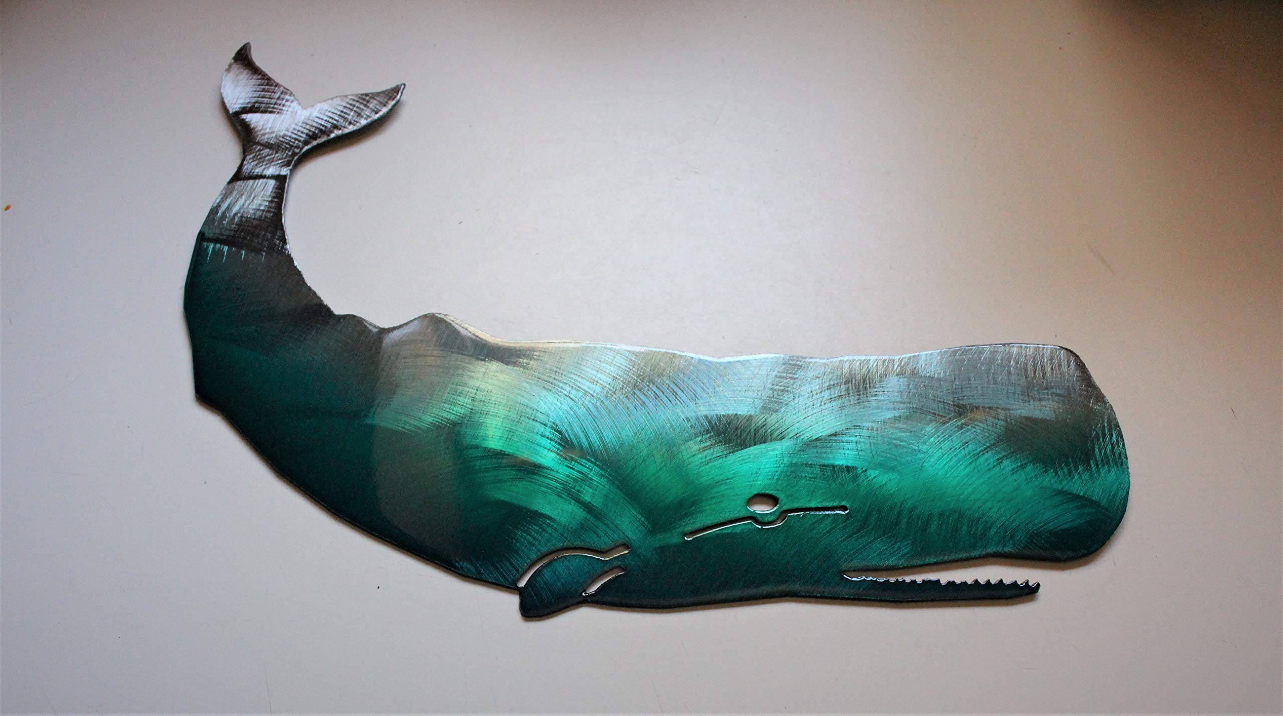 Whale Metal Wall Art - 13 Inch Handmade Ocean Themed Home Decor for Living Room, Bedroom & Office