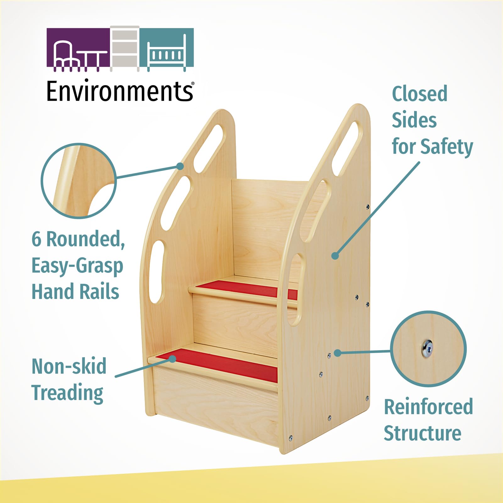 Safe & Sturdy Step-Up Wood Toddler Stairs & Learning Tower - Montessori Climbing Helper for Kitchen, Bathroom & Playroom