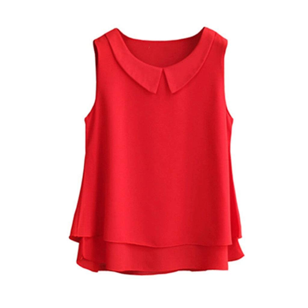 GPPZM Women's Plus Size XL Chiffon Blouse - Double Layer Sleeveless Loose Top for Casual Wear | Office, Party & Summer Outfits