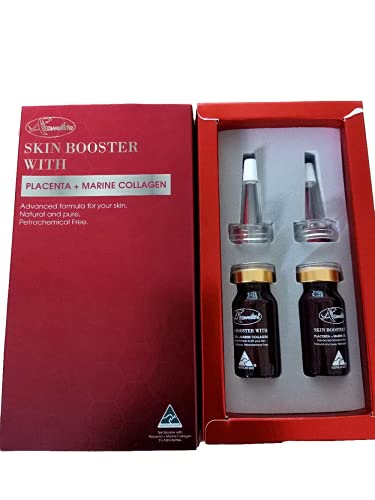 Auswelllife Skin Booster with Placenta & Marine Collagen - Dark Spot & Freckle Reducer, 10ml x 2 Bottles for Brighter, Youthful Skin | Perfect for Daily Skincare & Anti-Aging Routine