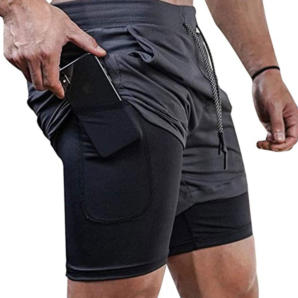 Surenow Men's 7-Inch Running Shorts - 2-in-1 Workout Shorts for Gym, Yoga & Outdoor Sports | Moisture-Wicking & Breathable for Comfortable Training & Active Lifestyle
