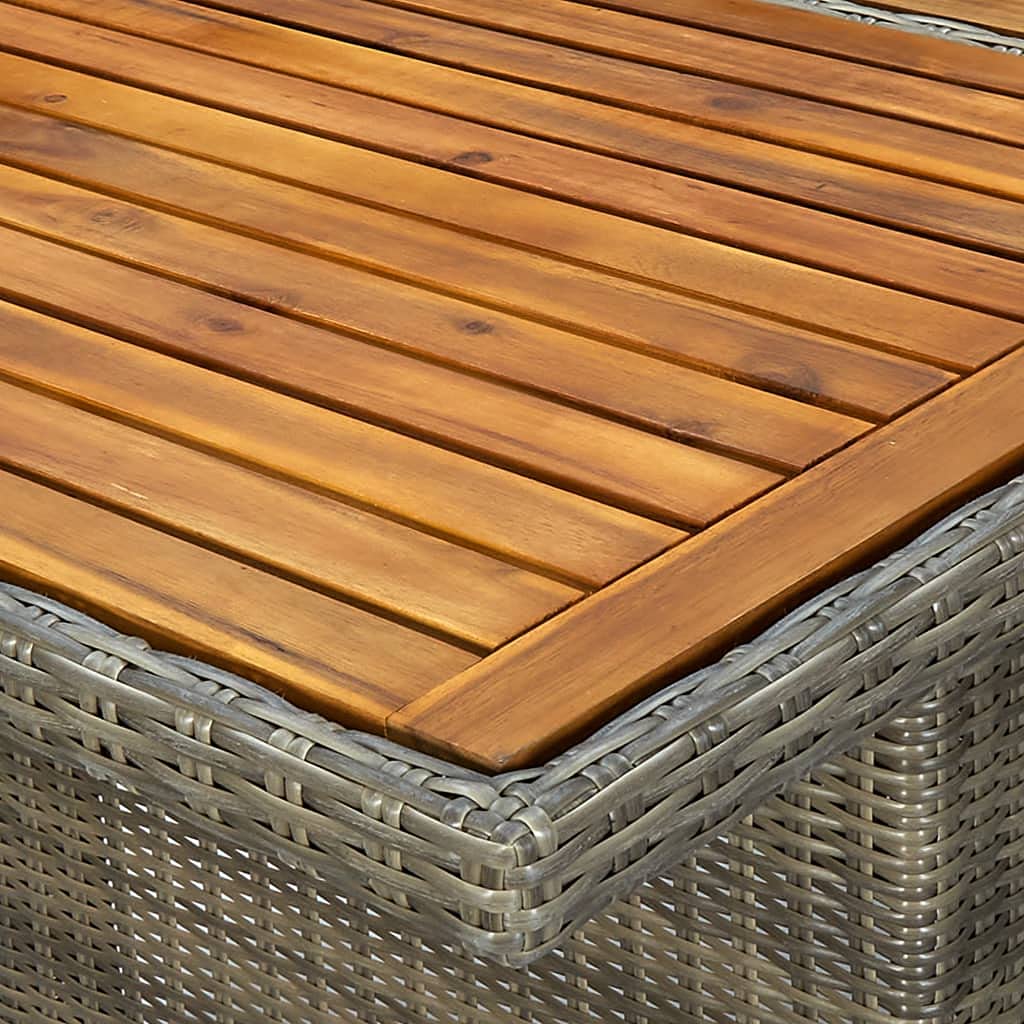 Outdoor Patio Table - Brown Poly Rattan & Solid Acacia Wood Garden Table for Deck, Lawn, Backyard, Terrace | Perfect for Dining, Entertaining & Relaxing Outdoors