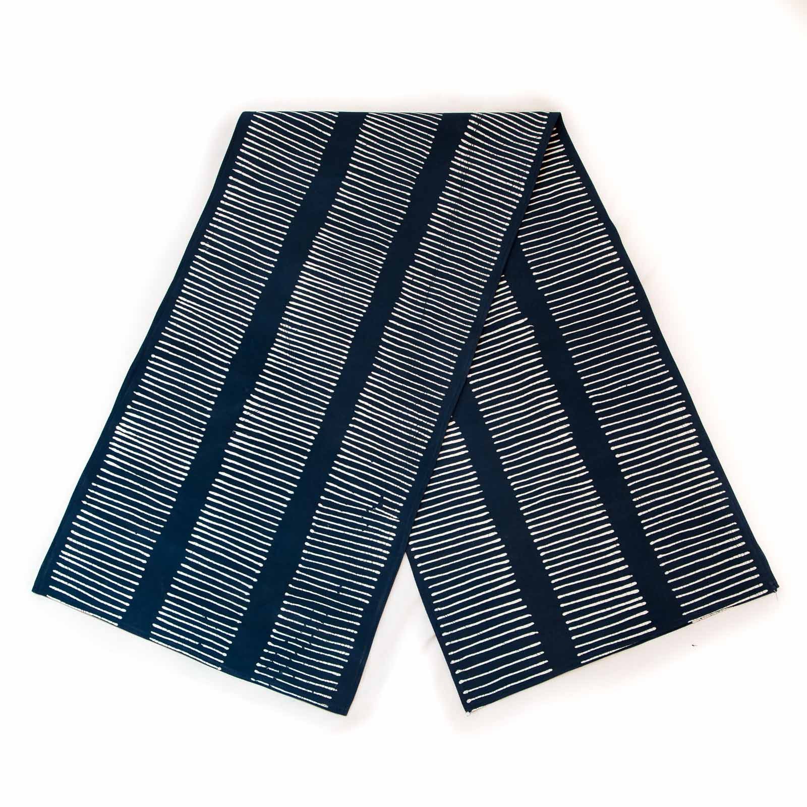 Handmade Tribal Indigo Blue Table Runner with Geometric Lines - Perfect for Dining Table Decor, Wedding, and Boho Home Styling