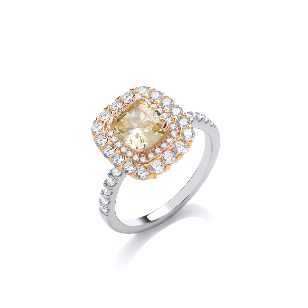 Elegant Silver Che Chic Canary Yellow Cubic Zirconia Ring for Women | Fashion Jewelry Gift for Her | Perfect for Parties, Weddings & Special Occasions