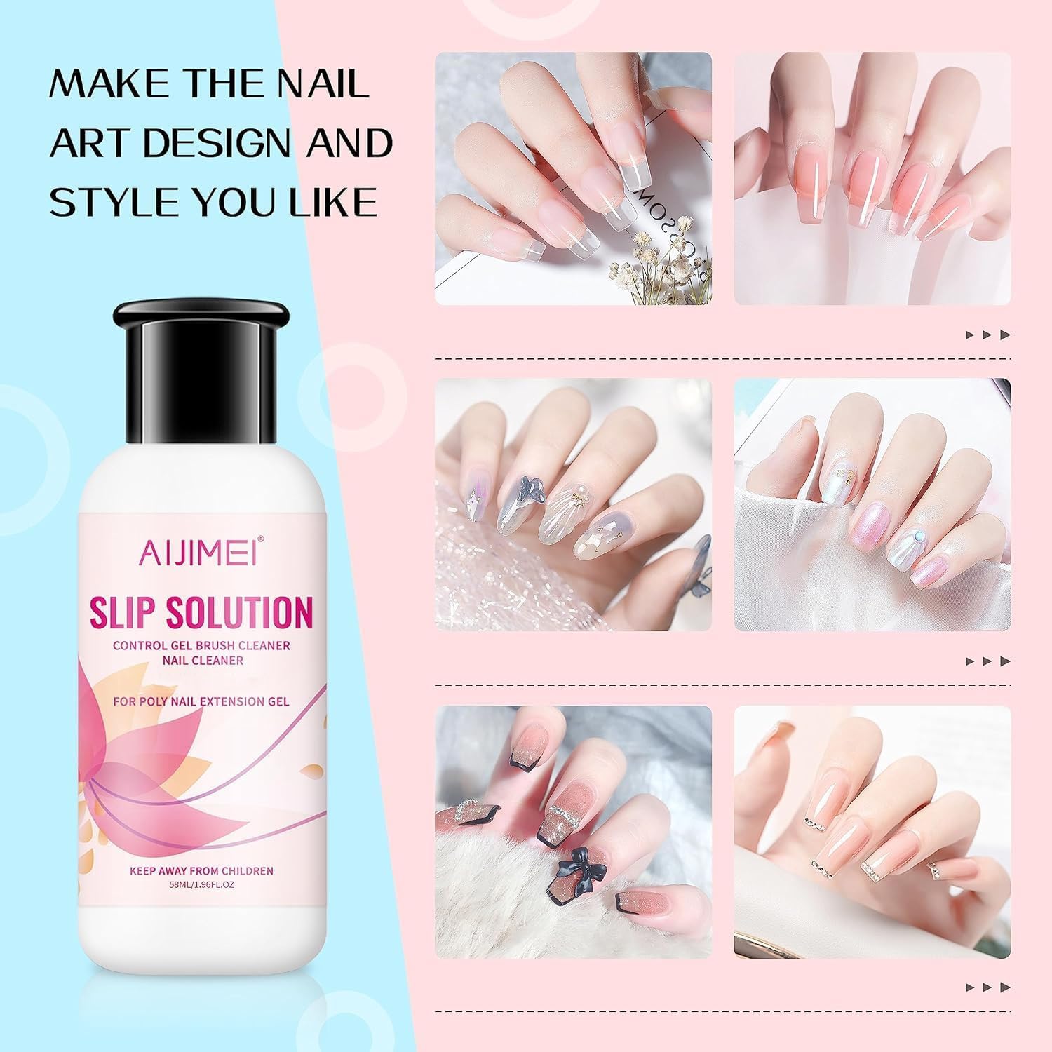 AIJIMEI Nail Slip Solution - 58ml/2oz Poly Nail Gel Extension Solution for Professional & Beginner Nail Art - Perfect for Salon, Home Manicures & DIY Nail Designs