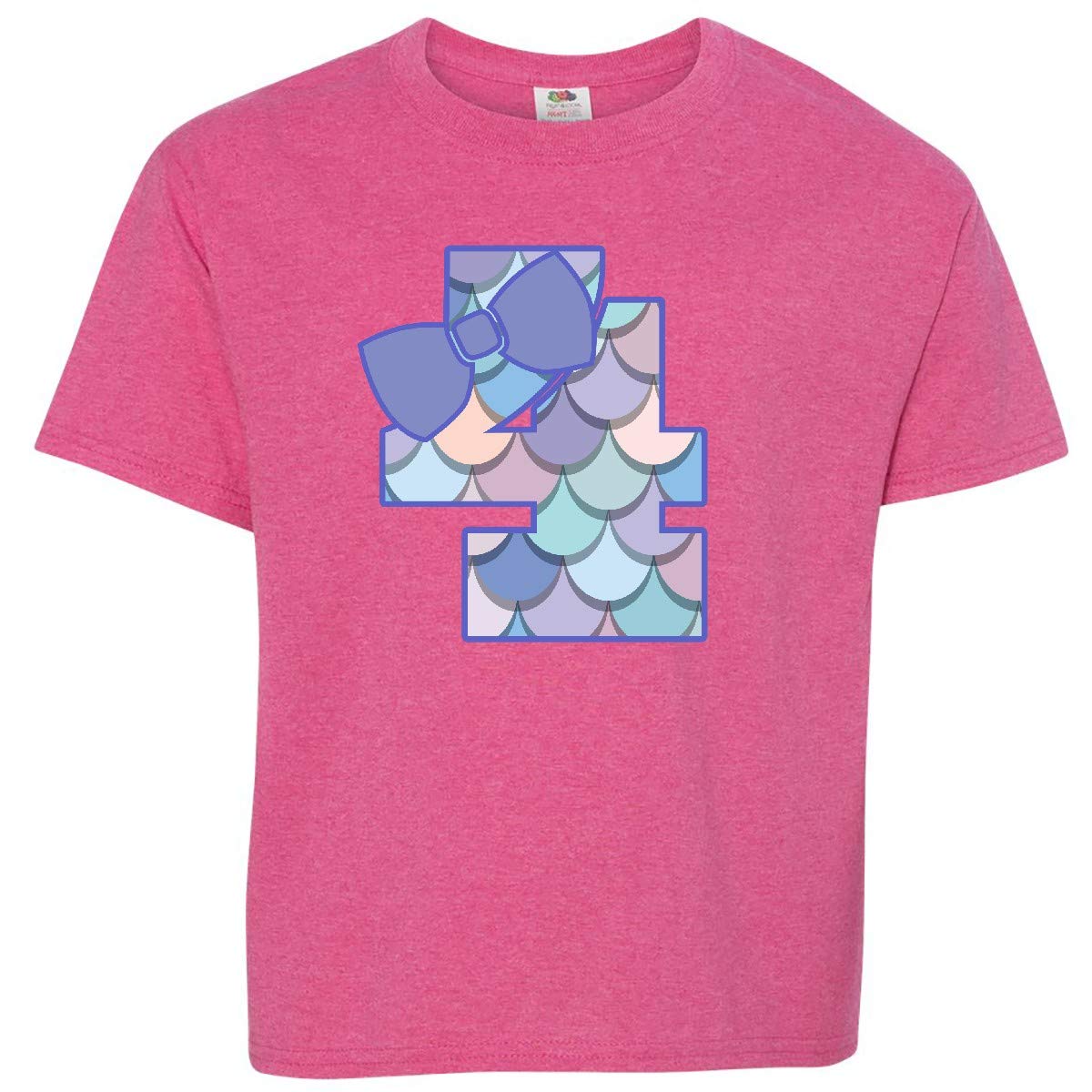 Inktastic 4th Birthday Mermaid Youth T-Shirt for Girls - Cute 4 Year Old Mermaid Themed Birthday Shirt | Perfect for Birthday Parties, Beach Outings & Dress-Up Play