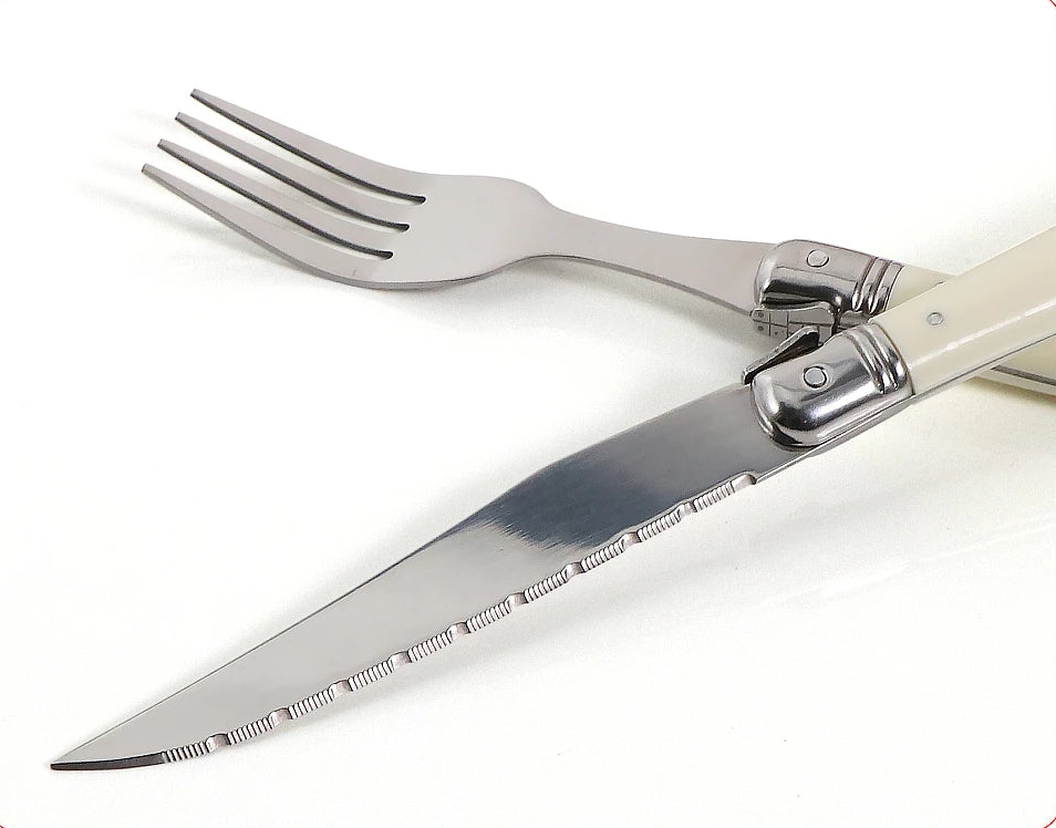 Premium Ivory Laguiole Flatware Cutlery Set - 12-Piece Stainless Steel Knife Fork Spoon Set for Fine Dining, Wedding Gifts & Elegant Table Settings