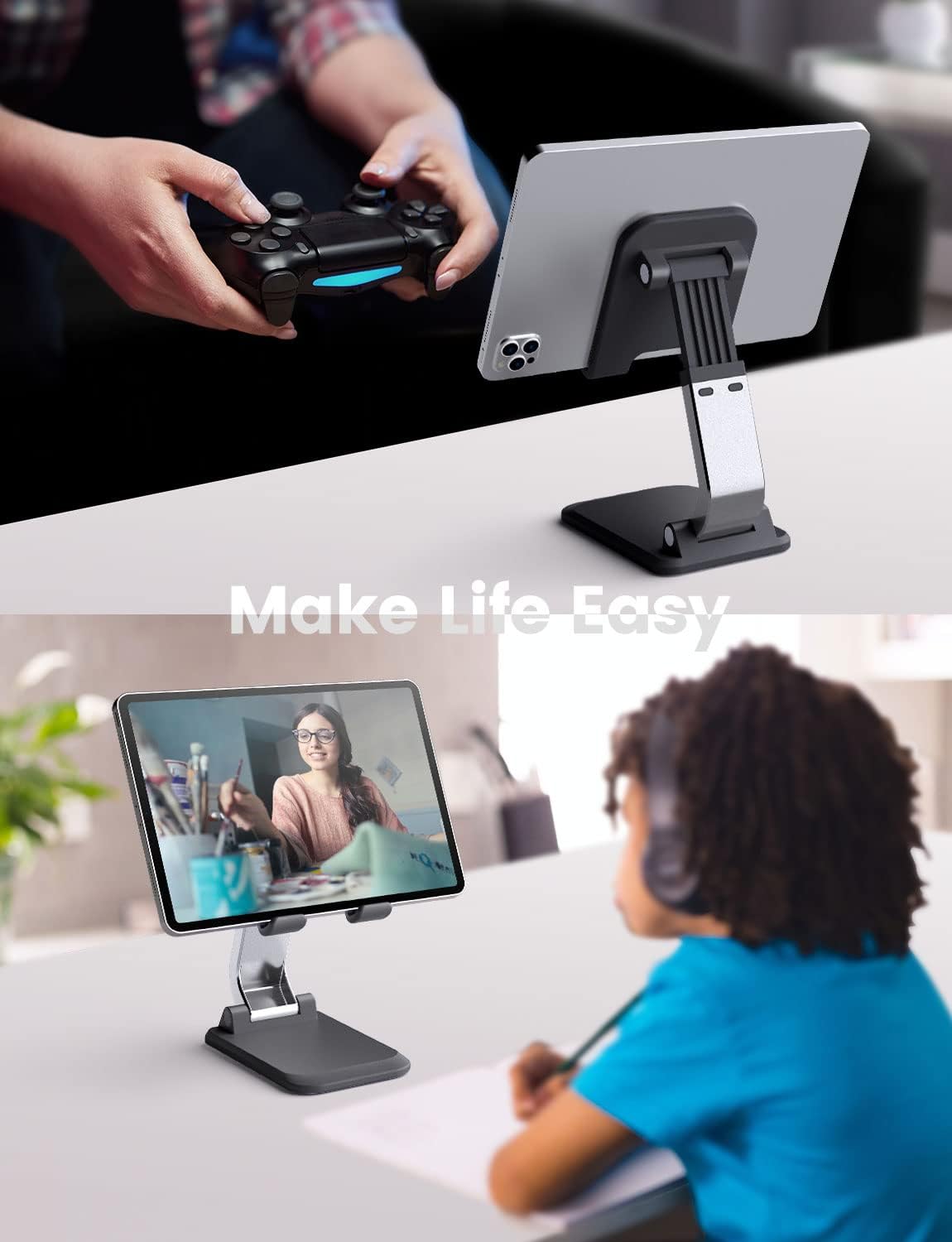 eSamcore Adjustable Phone Stand for Desk - Sturdy Desktop Phone Holder for iPhone & Smartphones - Perfect for Office, Home, and Video Calls