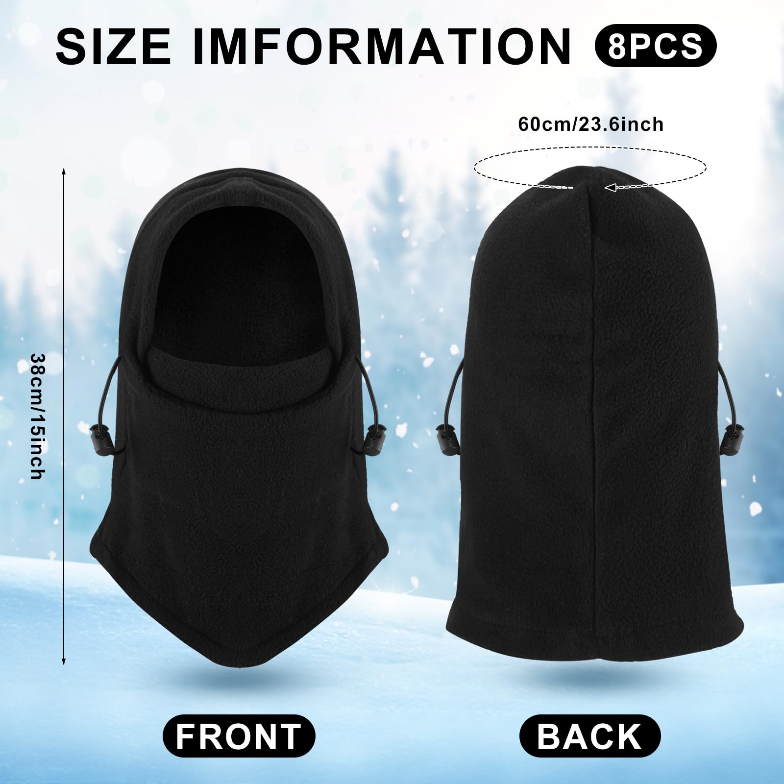 Frienda 8 Pack Balaclava Ski Mask for Men & Women - Windproof Winter Face Cover, Adjustable Warm Fleece Lining for Skiing, Snowboarding, Motorcycling & Outdoor Activities