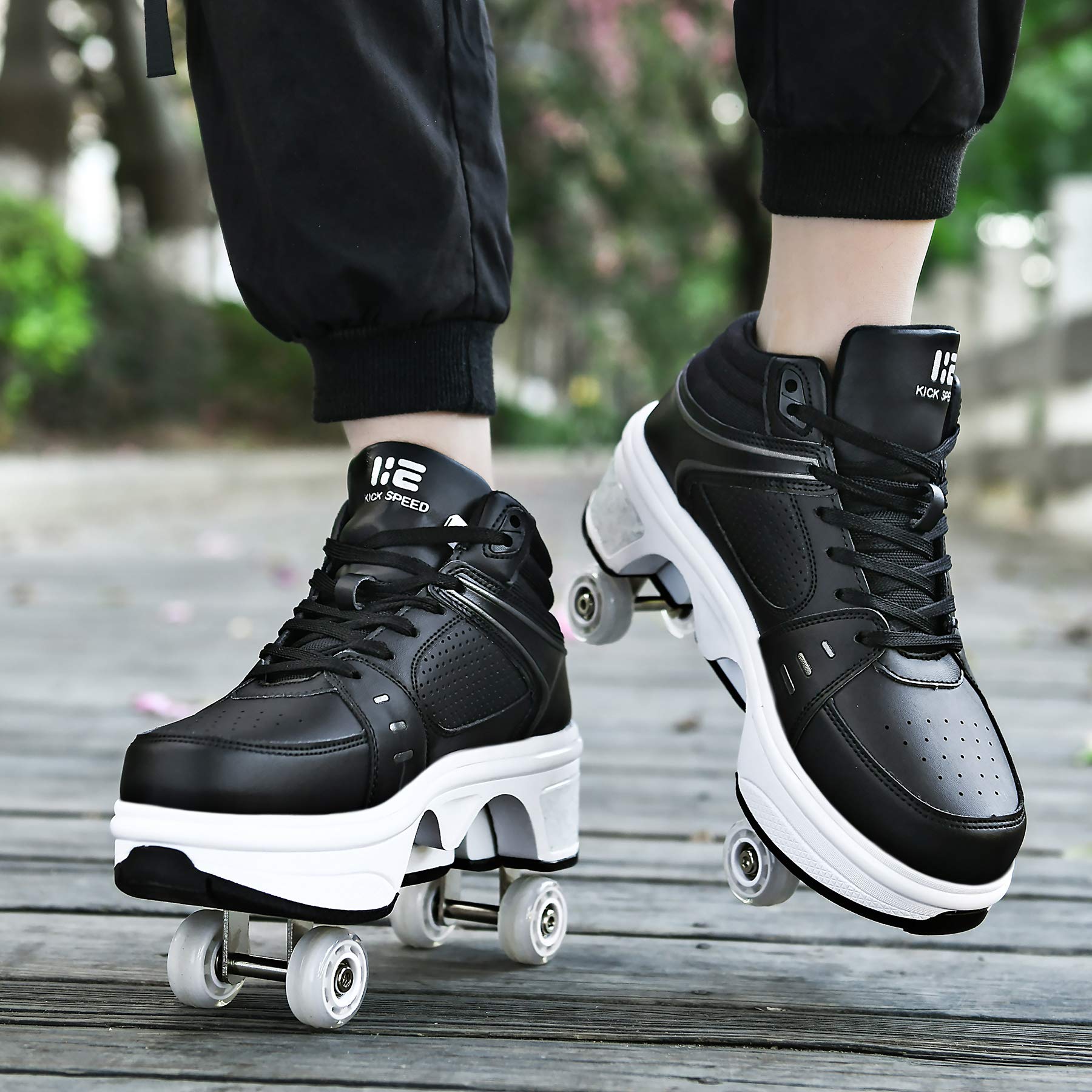 2-in-1 Roller Skates & Sneakers for Men Women - Retractable Wheel Shoes for Outdoor Fun, Fitness & Commuting - Perfect for Skating, Walking & Urban Travel
