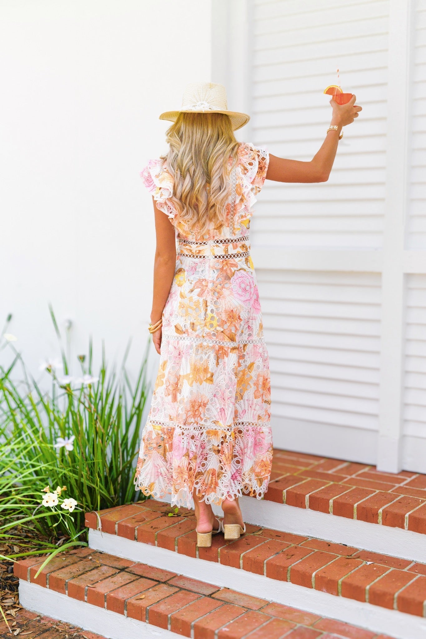 Anna Sleeveless Ruffle Summer Dress - Flowy Orange Party Dress for Women, Beach Vacation & Outdoor Events