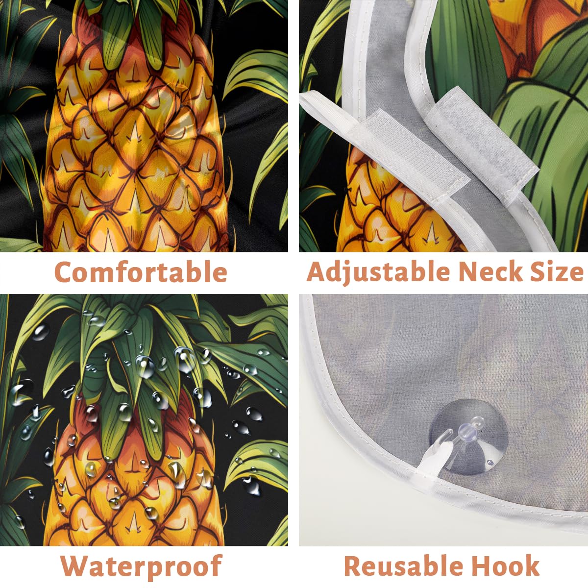 Pineapple Print Beard Shaving Bib for Men - Waterproof Barber Cape for Haircut, Makeup & Hair Dye - Sink Hair Catcher with Gift Box - Perfect for Home Grooming & Salon Use