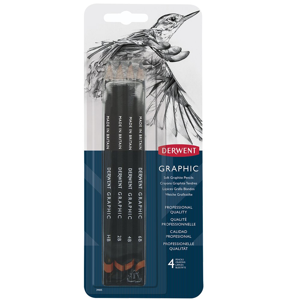 Derwent Graphic Pencils - Soft Core (4-Pack) | Premium Artist Sketching Pencils for Drawing, Shading & Sketching | Ideal for Professional Artists & Beginners
