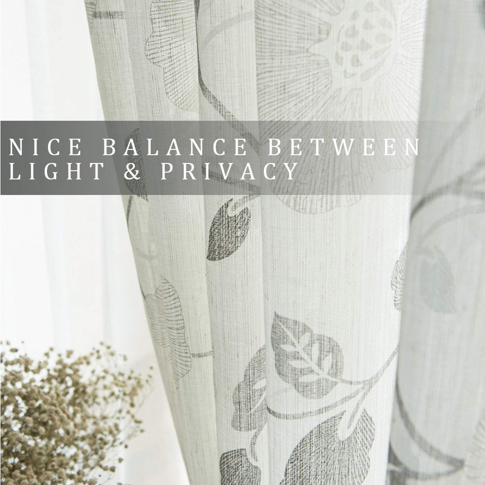 MRTREES Sheer Printed Valance Curtains 54