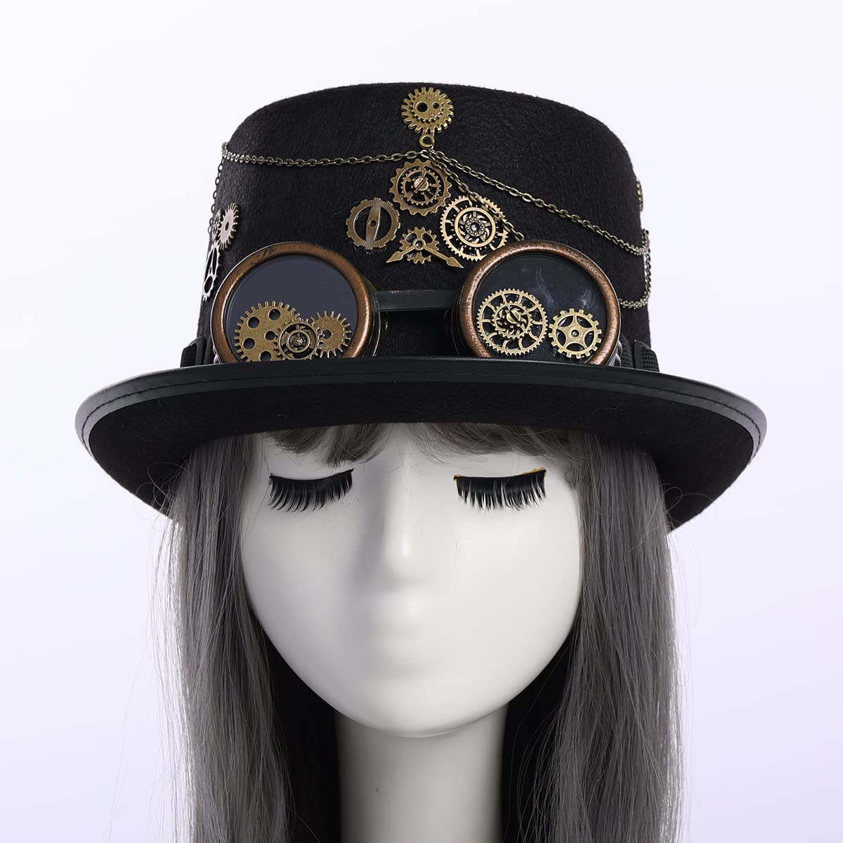 Steampunk Top Hat with Goggles for Women & Men - Victorian Gothic Halloween Costume Accessory - Perfect for Cosplay, Halloween Parties, and Themed Events