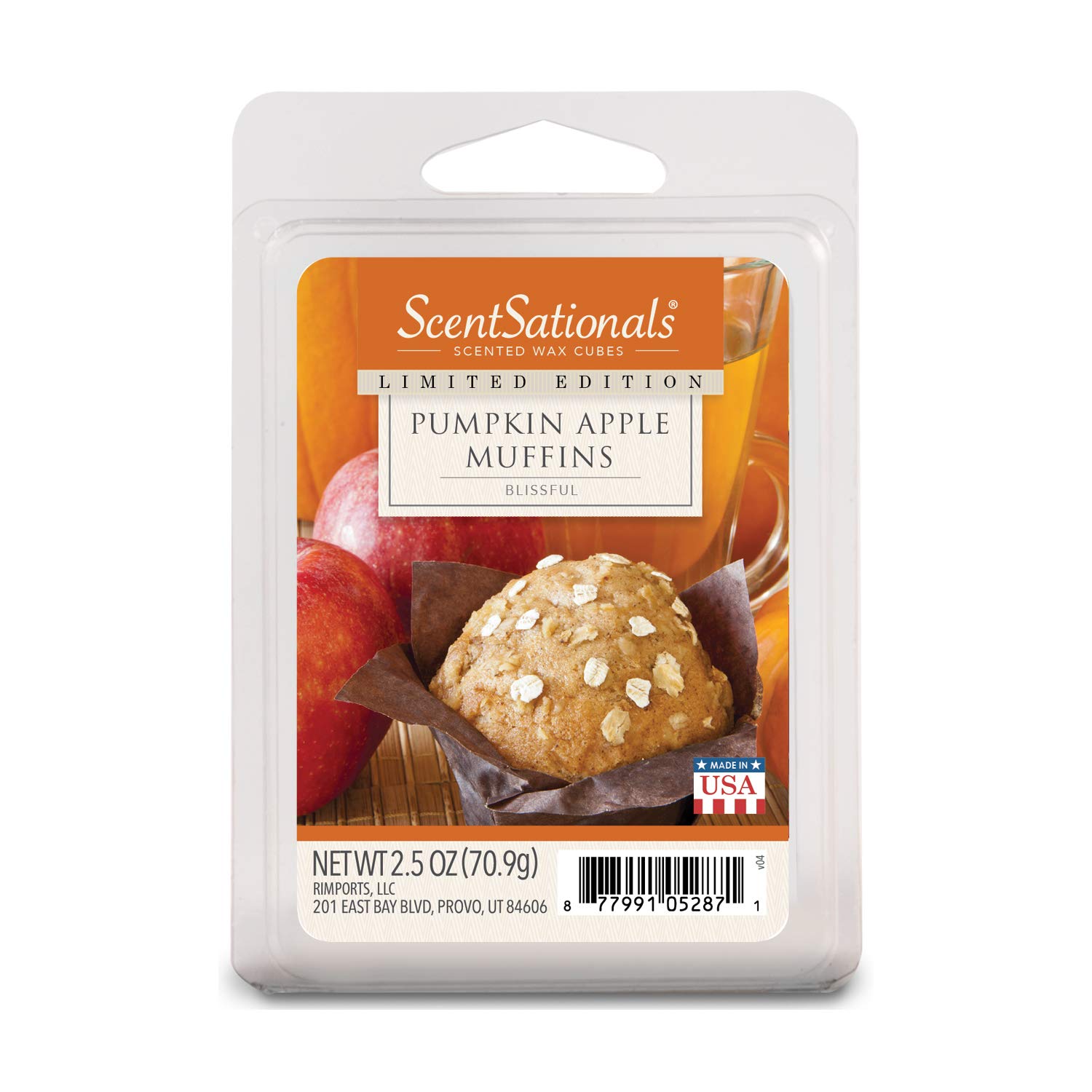 ScentSationals Pumpkin Apple Muffins Scented Wax Cubes - 6 Pack, Fall Home Fragrance Wax Melts for Wax Warmers, Aromatherapy & Cozy Autumn Decor