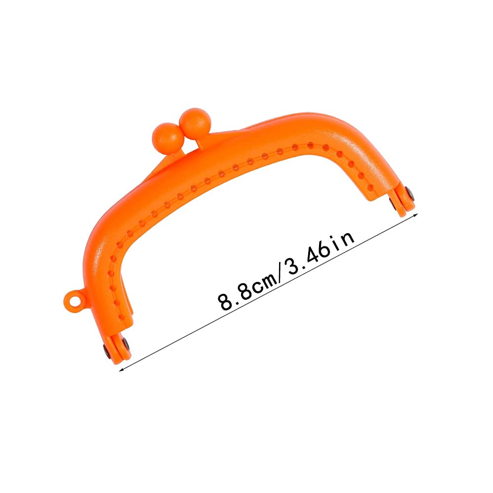 2-Piece Candy Color Plastic Purse Frame Handles - Orange Clasp Lock for DIY Coin Purses, Handbags & Sewing Crafts | Perfect for Wallet Making, Gift Packaging & Fashion Accessories