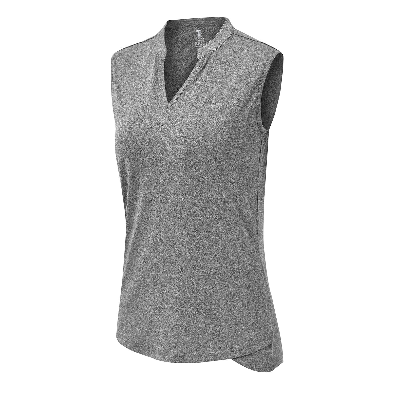 BASUDAM Women's Sleeveless Golf Polo Shirts - Breathable V-Neck Collarless Tennis Athletic T-Shirts - Quick Dry Moisture Wicking Workout Top for Golf, Tennis & Gym