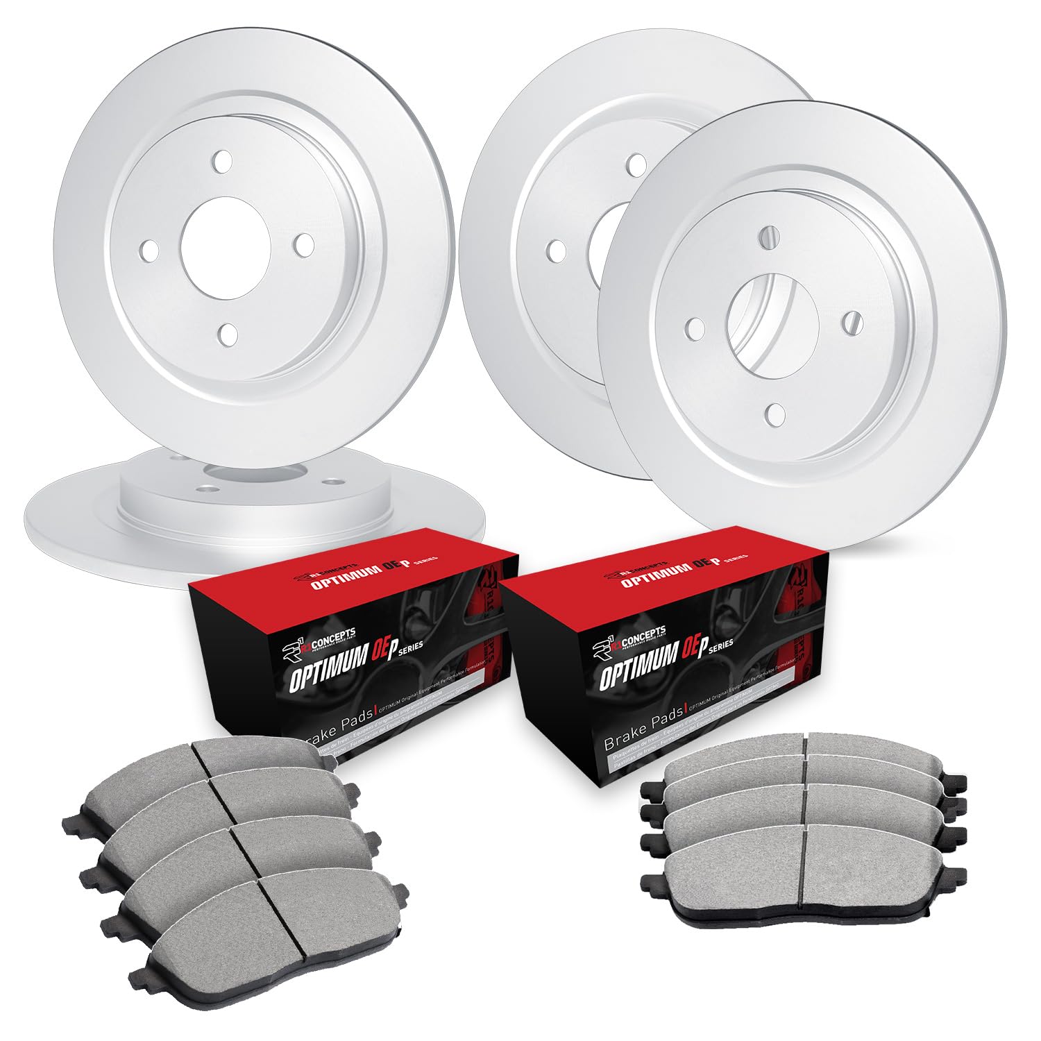 R1 Concepts Complete Front & Rear Brake Kit with Ceramic Pads & Rotors - Fits 1980-1989 Peugeot 505 | High-Performance Braking System for Smooth Stops & Enhanced Safety