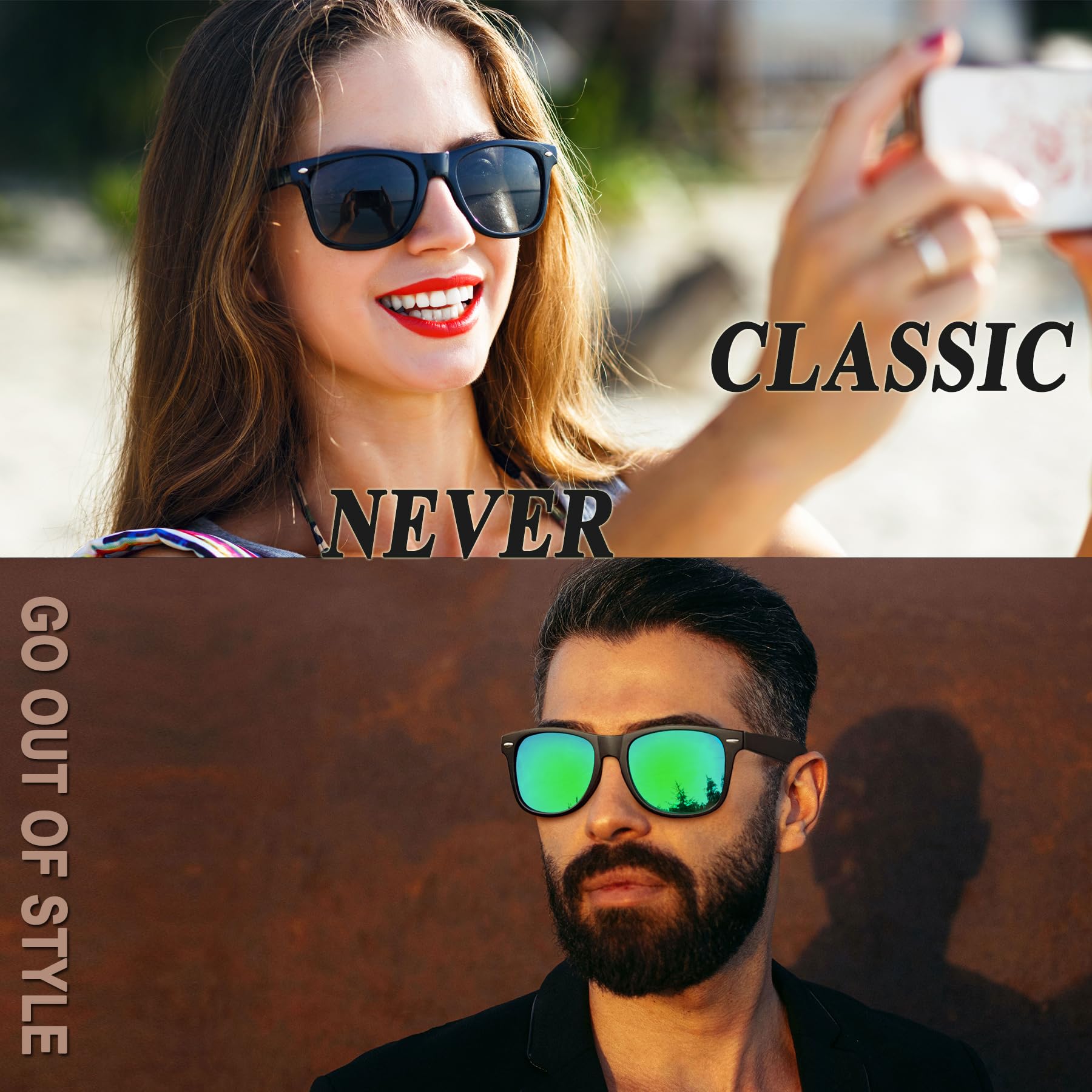 Joopin Square Polarized Sunglasses for Men & Women - UV Protection, Trendy Designer Shades for Outdoor, Driving, Beach & Fashion