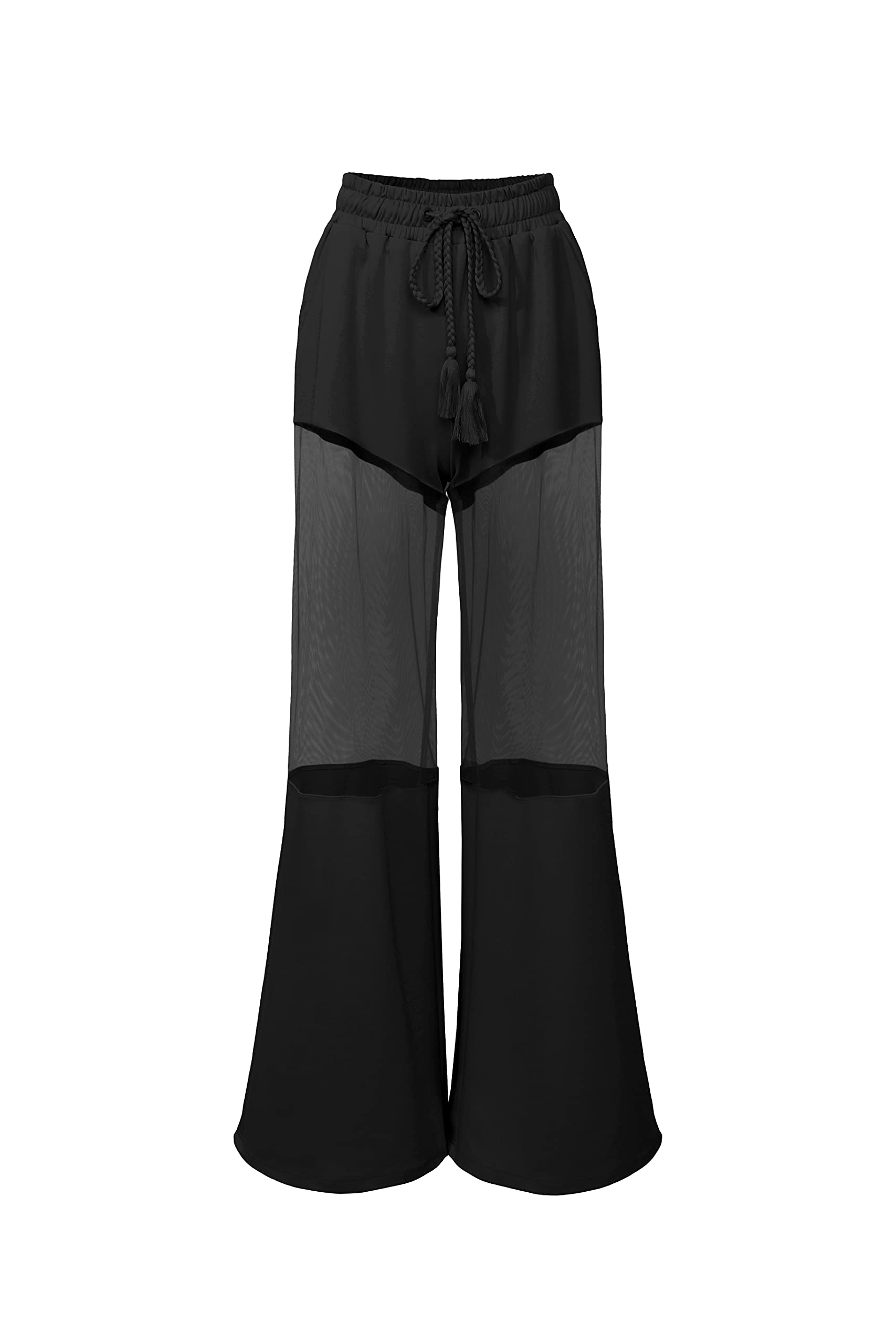 Pantora Women's Katrina Sheer Contrast Pants - Stylish High Waist Trousers for Office, Party & Casual Wear | Comfortable Stretch Fabric for Everyday Outfits