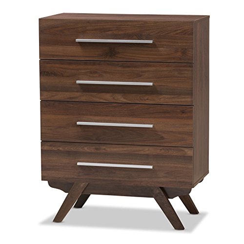 BOWERY HILL Modern 4-Drawer Dresser in Rich Brown - Perfect for Bedroom Storage & Organization
