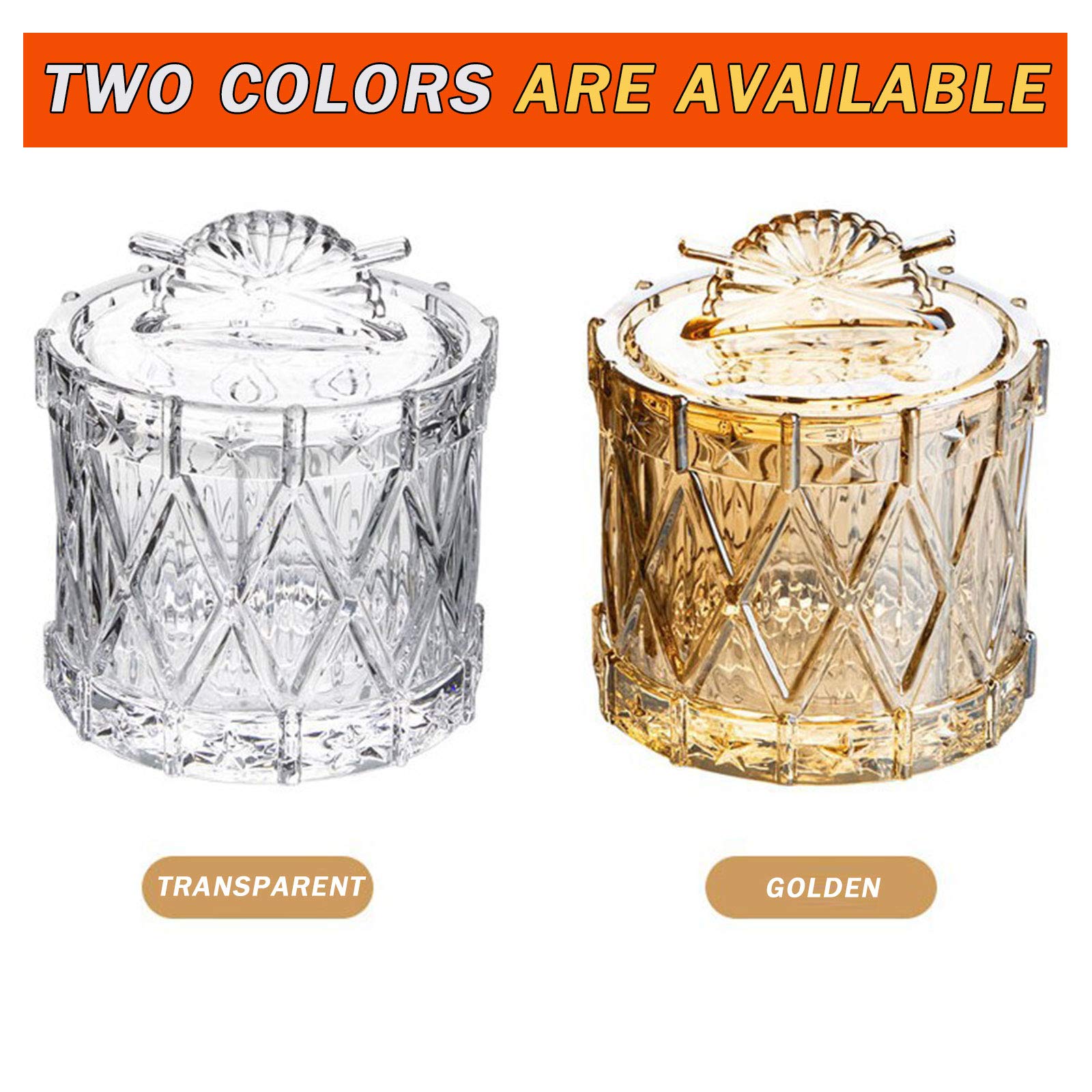 TWW Clear Glass Candy Dish with Lid - Large Covered Candy Bowl for Home, Kitchen, Office Desk - Crystal Candy Jar for Parties, Weddings & Gifts (Yellow)