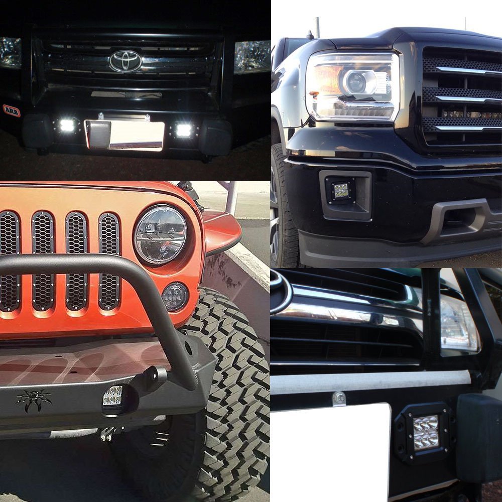 2 Pack 24W CREE LED Cube Pod Lights - Waterproof Off-Road Lighting for Trucks, Jeeps, ATVs - Perfect for Night Driving, Camping & Outdoor Adventures