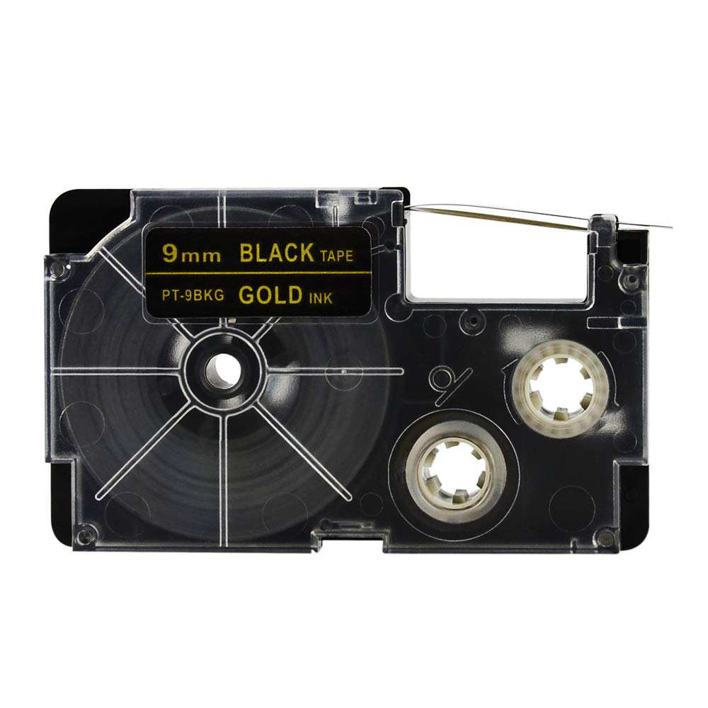 2-Pack Compatible XR-9BKG Black & Gold 9mm Label Tape Cartridge for Casio EZ Label Printer - Perfect for Office Organization, Shipping Labels & Home Labeling