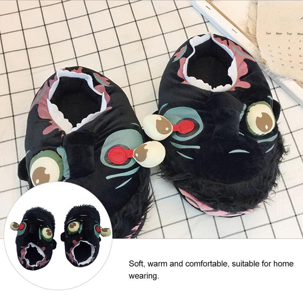 BESPORTBLE Funny Zombie Slippers for Men - Halloween Cartoon Cotton House Shoes with Anti-Slip Sole - Perfect for Halloween Parties, Cosplay & Home Wear (Black)
