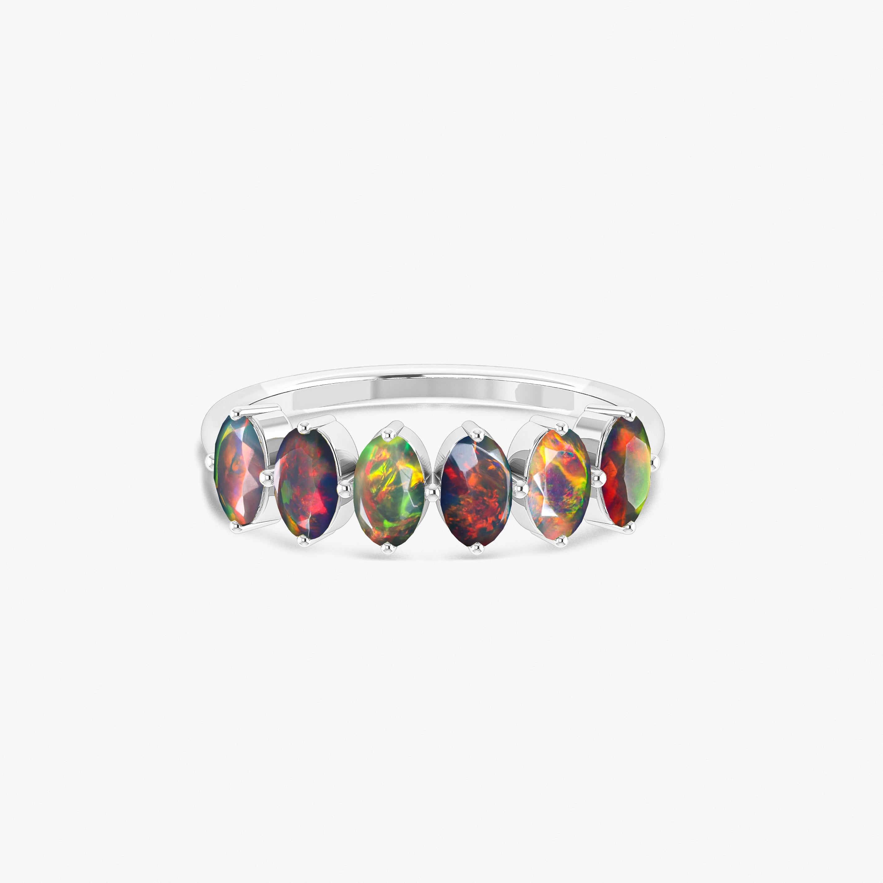 Black Fire Oval Opal Gemstone Ring for Women - Elegant Handmade Silver Jewelry for Engagement, Wedding & Special Occasions