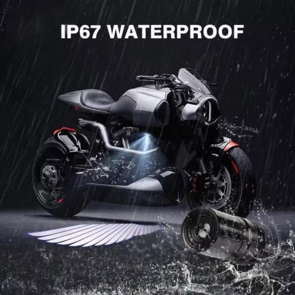 Universal Motorcycle LED Logo Light - Waterproof Angel Wing Projector for Scooters & EVs - Perfect Gift for Riders