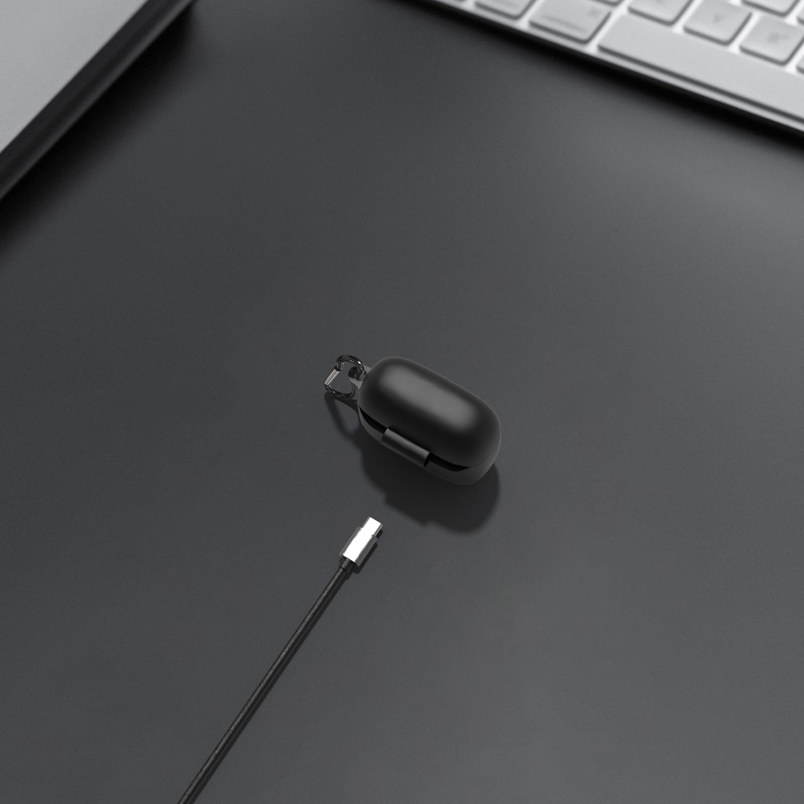 Geekria Silicone Protective Case Cover for JBL Tune 230NC TWS Earbuds - Wireless Charging Compatible, Durable Skin Cover with Keychain Hook & Charging Port Access - Perfect for Travel, Gym & Daily Use (Black)