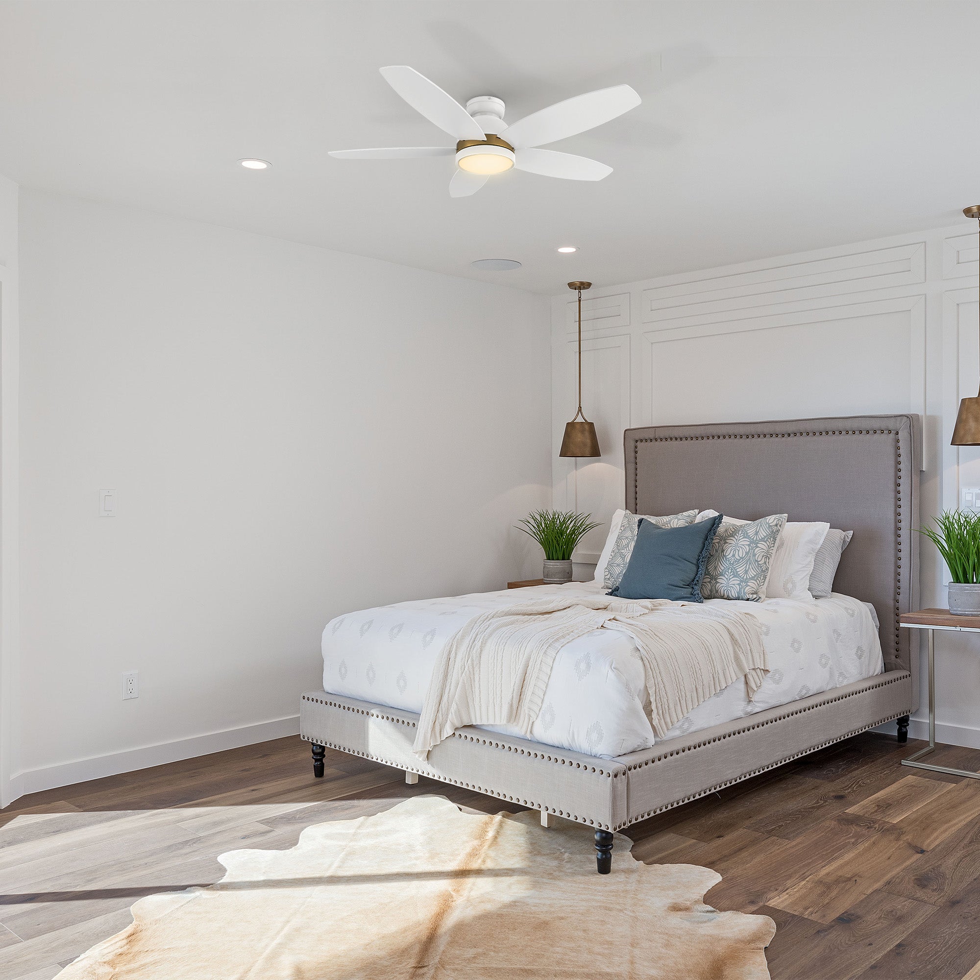 Levi II Low Profile Smart Ceiling Fan with Light Kit, Remote Control, 48 Inch - Perfect for Bedroom, Living Room, Patio & Outdoor Spaces