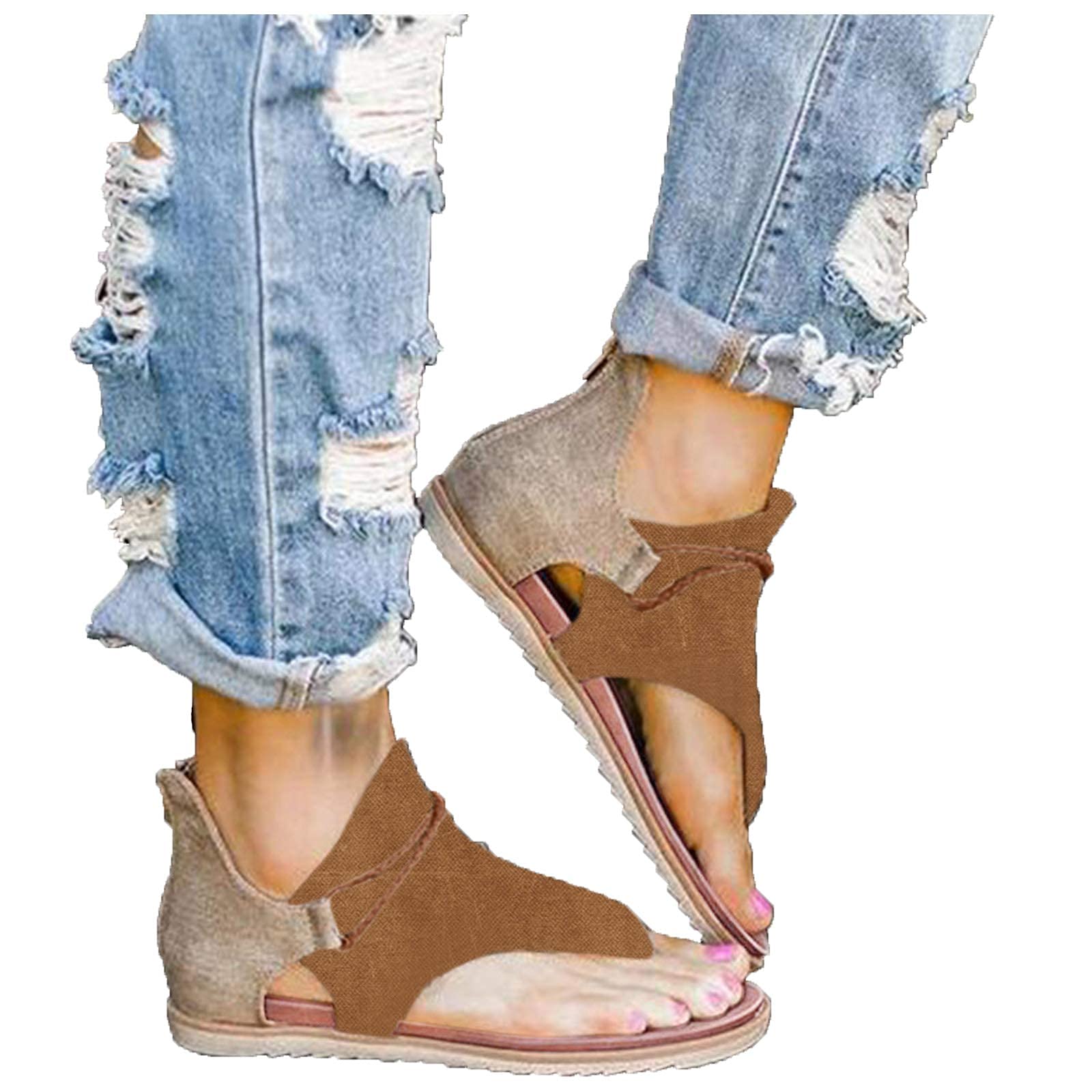 Women's Casual Summer Wedge Sandals - Gladiator Platform Beach Sandals with Flat Flip Flop Design | Perfect for Outdoor, Vacation, and Everyday Wear