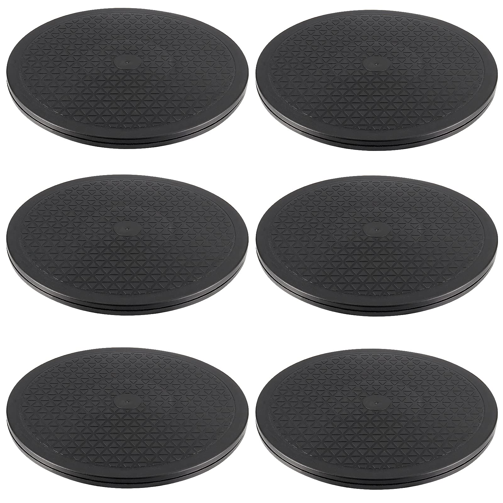 6 Pack 12 Inch Heavy Duty Lazy Susan Turntable Organizer - 360° Rotating Swivel Stand with Steel Ball Bearings for Laptop, TV, Computer Monitor - Perfect for Kitchen, Office, and Living Room Organization