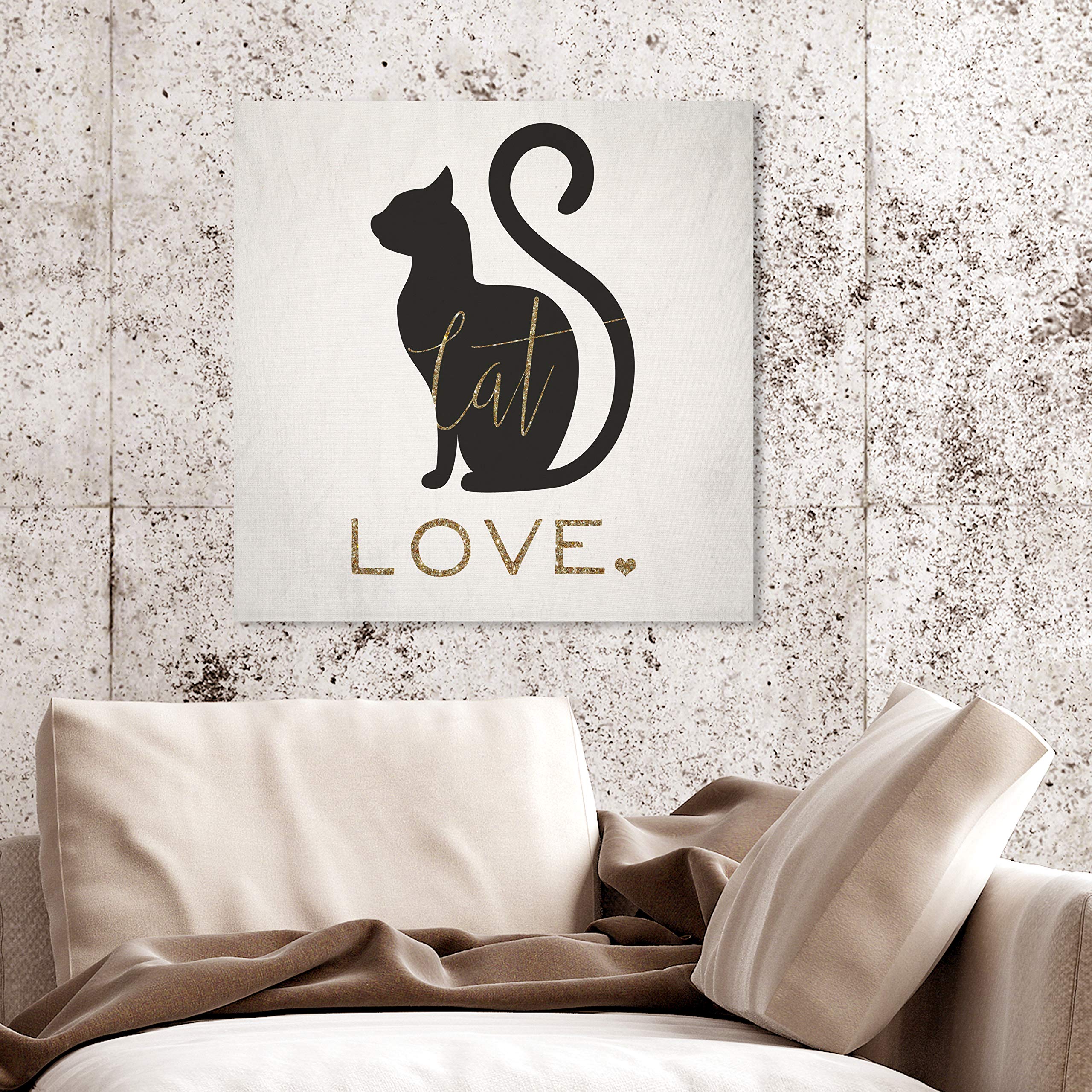Oliver Gal Artist Co. Cat Love Wall Art Canvas Print - 20x20 Inches, Black & Gold Animal Home Decor - Perfect for Living Room, Bedroom & Office
