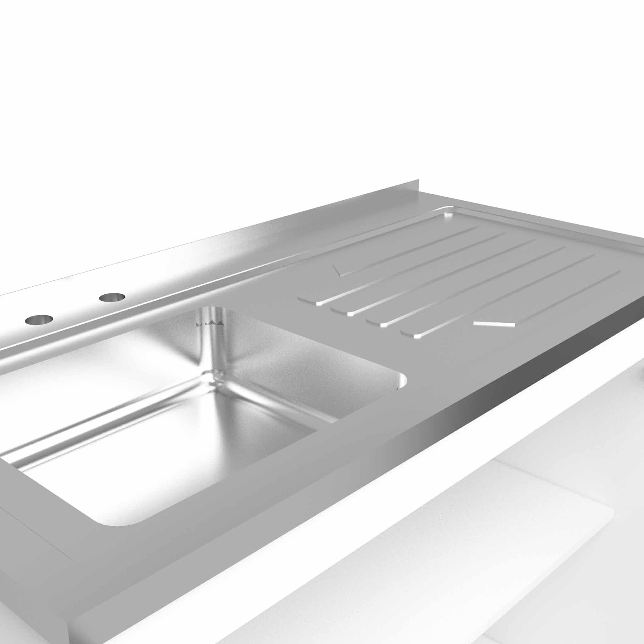 Oklahoma Utility Sink with Double Door Cabinet - 2 Adjustable Inner Shelves & Durable Metal Handles in Black/White - Perfect for Laundry Rooms, Basements & Commercial Kitchens
