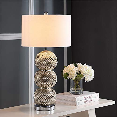 SAFAVIEH Darcia Chrome 31-inch Modern LED Table Lamp for Bedroom, Living Room & Home Office - Adjustable Nightstand Desk Light with Energy Efficient Bulb Included - Perfect for Reading, Working & Ambient Lighting